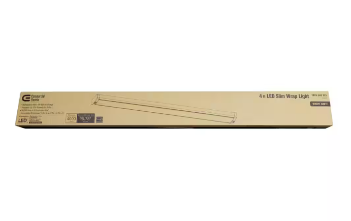 Commercial Electric 1003 540 153 | 48 in. 4000 Lumens Integrated LED White Wraparound Light 4000K Bright White