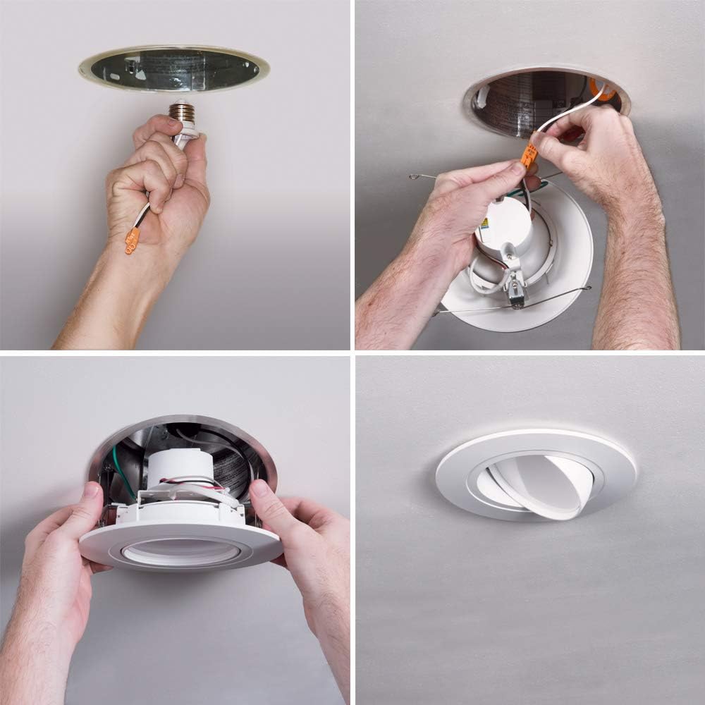 Halo RA4089S1EWHR | RA 4 in. White Integrated LED Recessed Light Adjustable Gimbal Retrofit Trim with Selectable CCT (2700K-5000K)