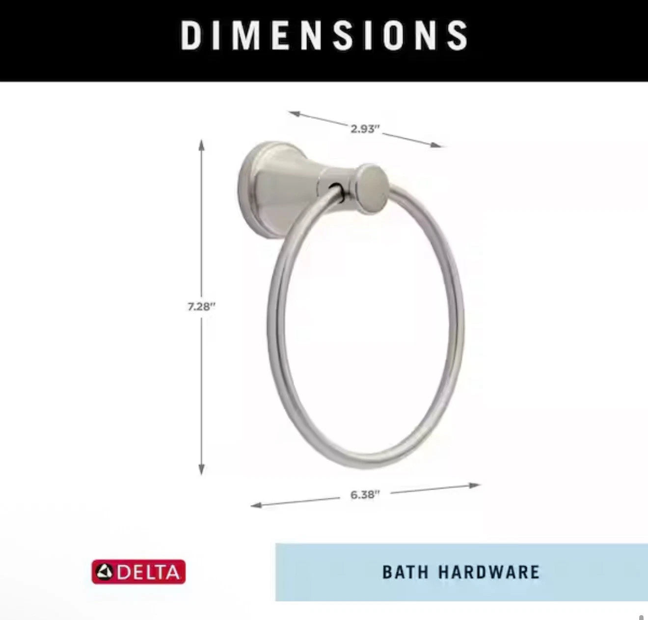 Delta CSA46-BN | Casara Wall Mount Round Closed Towel Ring Bath Hardware Accessory in Brushed Nickel