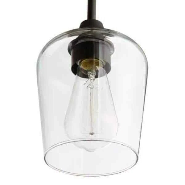 Hampton Bay 1005 936 230 | Pavlen 5.5 inch 1-Light Bronze Mini Pendant with Clear Glass Shade