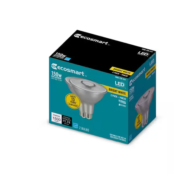 EcoSmart 1006 250 244 | (2-Pack) 150-Watt Equivalent PAR38 Dimmable Energy Star Flood LED Spot Light Bulb Bright White