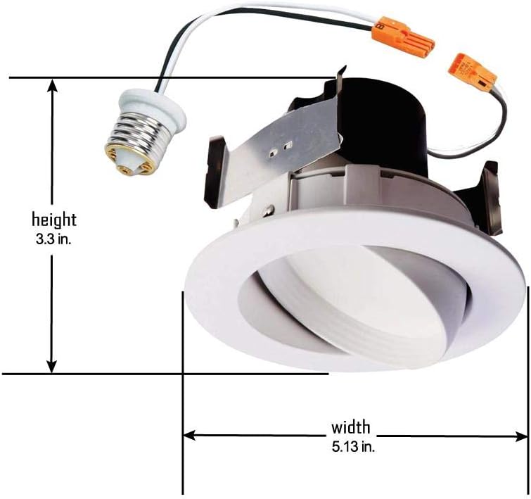 Halo RA4089S1EWHR | RA 4 in. White Integrated LED Recessed Light Adjustable Gimbal Retrofit Trim with Selectable CCT (2700K-5000K)