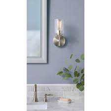 Home Decorators Collection 1006 447 733 | Ayelen 1-Light Brushed Nickel Indoor Wall Sconce, Modern Wall Light