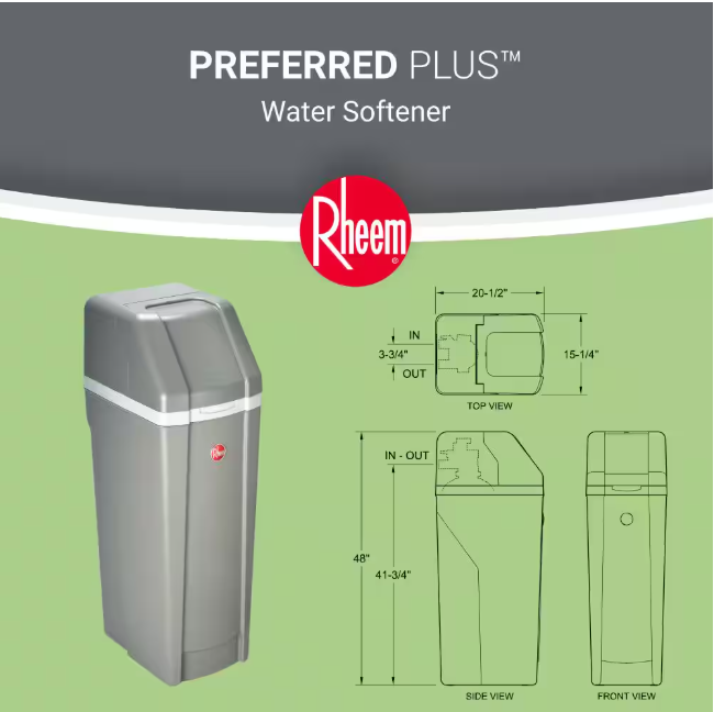 Rheem 42,000 Grain Preferred Plus Water Softener for Hard Water and Iron Reduction