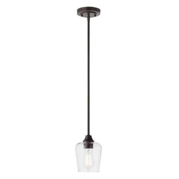 Hampton Bay 1005 936 230 | Pavlen 5.5 inch 1-Light Bronze Mini Pendant with Clear Glass Shade