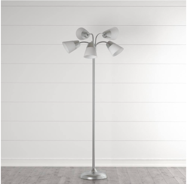 Hampton Bay 524 505 | 66 in. Satin Nickel Floor Lamp with 5 Plastic Bell Shades
