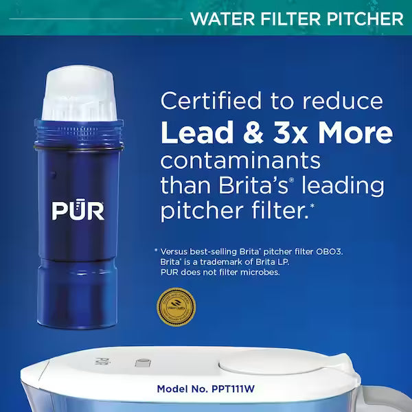 PUR PPT111W | Ultimate 11-Cup Water Filter Pitcher with LED and Lead Reduction