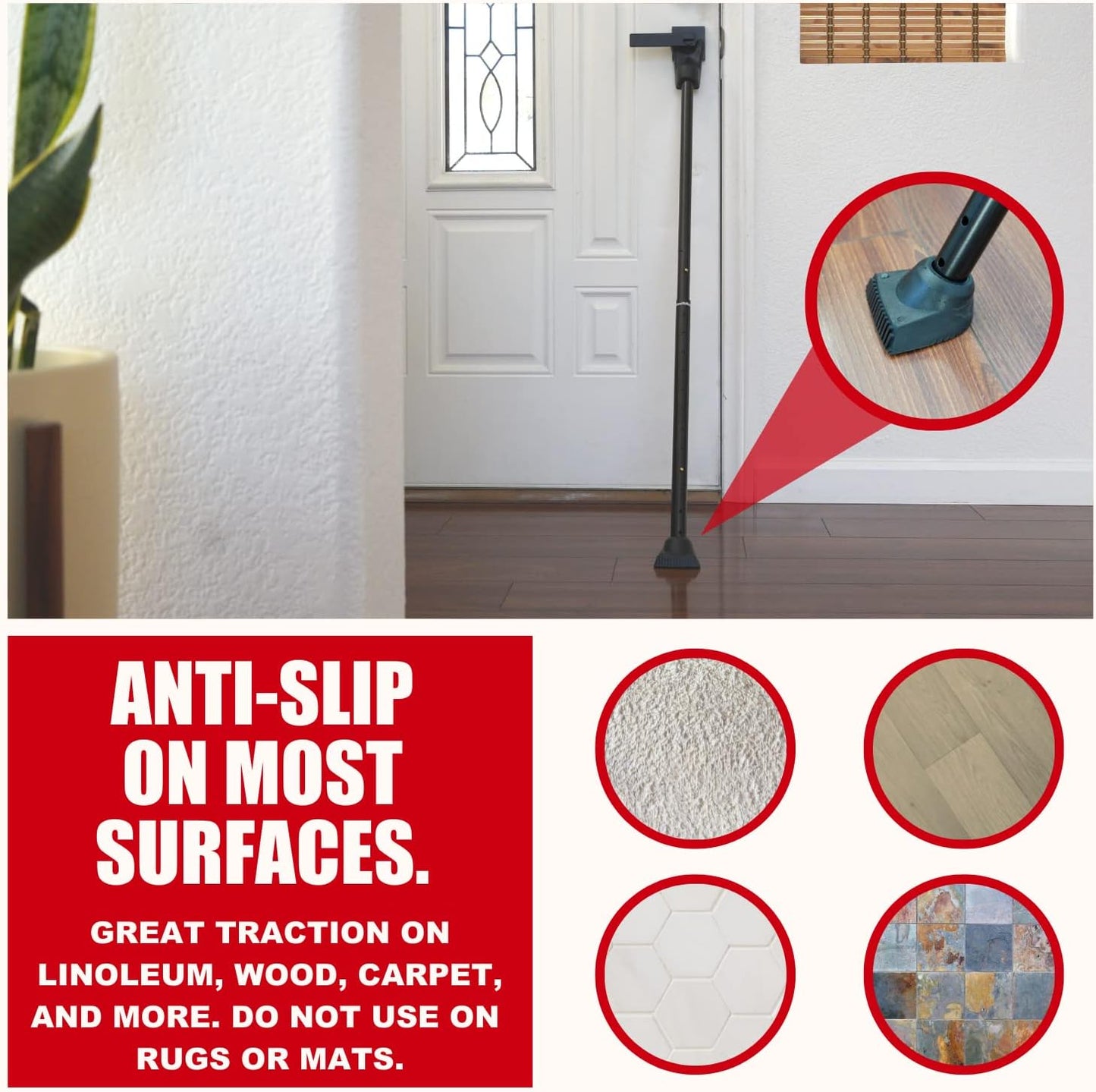 SecurityMan SECURITYBARB | SECURITYMAN 2-in-1 Door Security Bar & Sliding Door Security Bar - Door Jammer Constructed of High Grade Iron - Black Door Stoppers Security Bar
