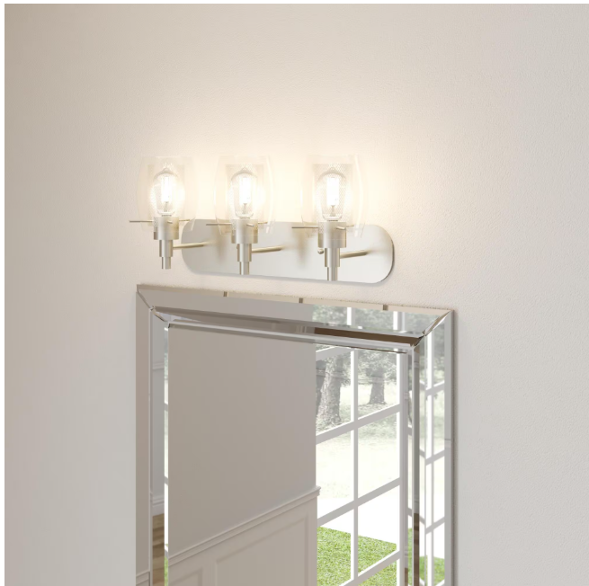 Hampton Bay 1001 300 049 | Lettie 3-Light Brushed Nickel Vanity Light