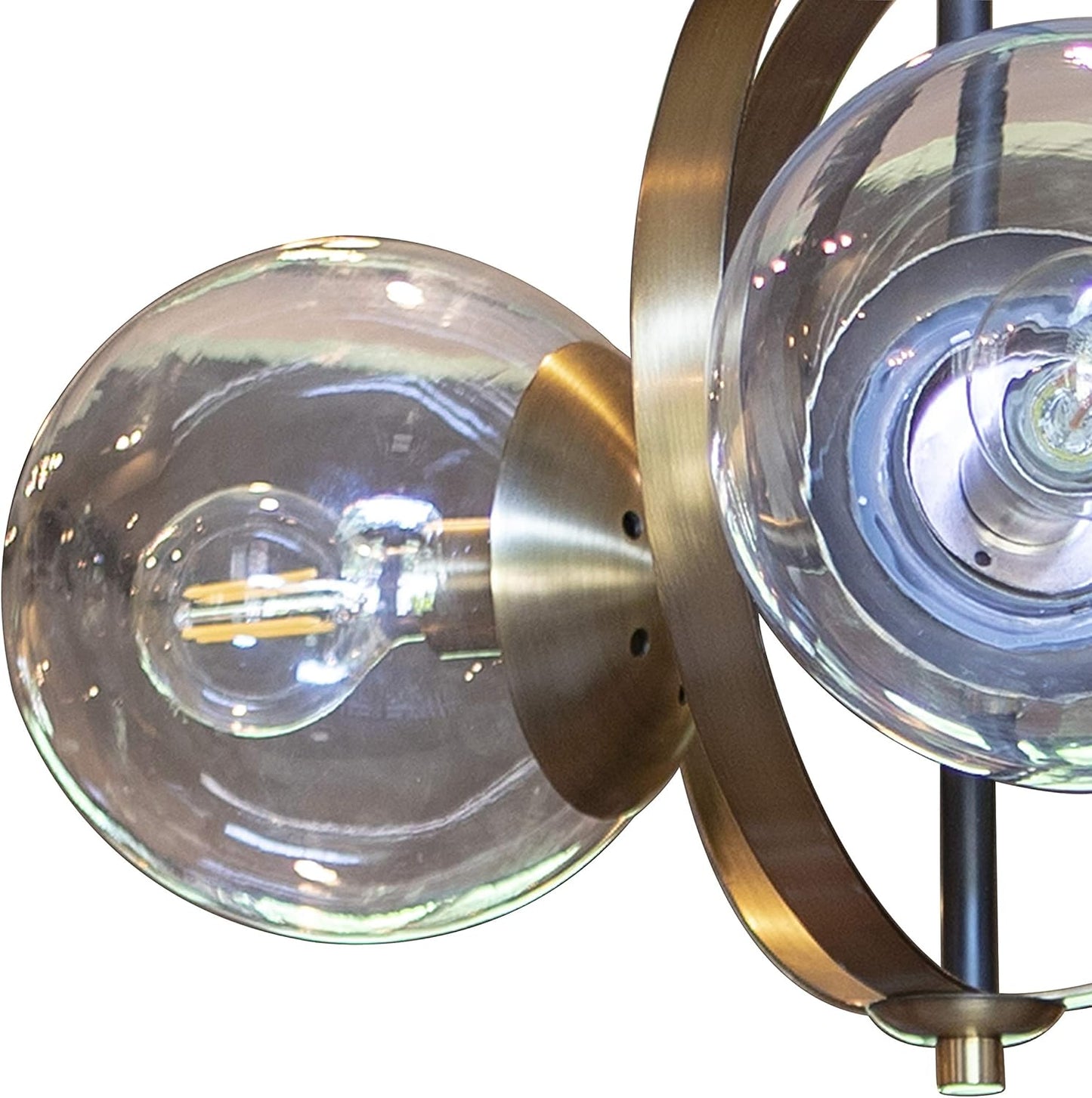 Decor Therapy CH1862 | 3-Light 17-in Black Metal and Antique Brass Semi-flush Mount Light