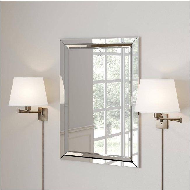 Hampton Bay 1001 653 447 | Hutchinson 5.9 in. 1-Light Brushed Nickel Modern Wall Sconce with White Fabric Shade and Swing Arm