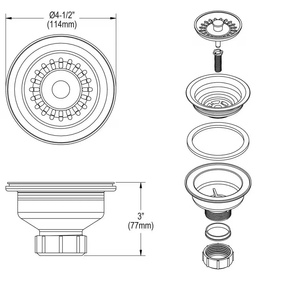 Elkay LKQS35GR | Polymer Drain Fitting for 3-1/2 in. Sink Drain Opening in Greige