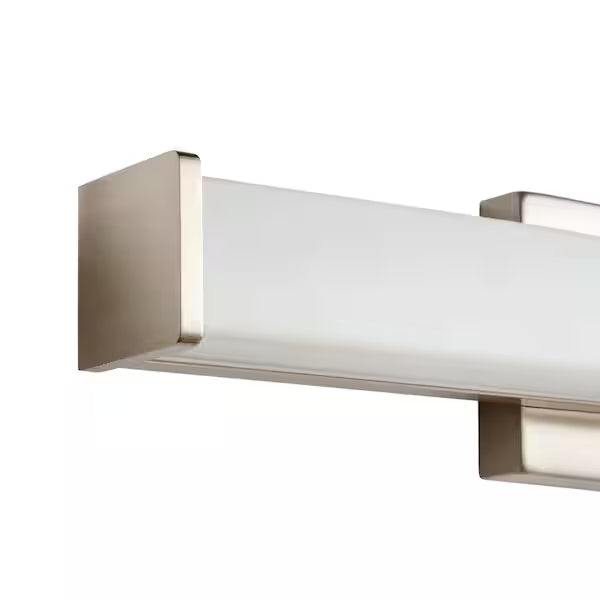 Hampton Bay 1006 423 753 | Astrid 24 in. Brushed Nickel 5-CCT LED Bathroom Vanity Light Bar with Frosted Glass