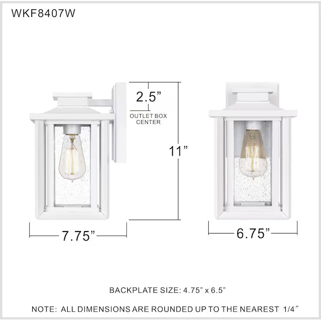 Quoizel WKF8407W | Wakefield 1 Light 11 inch White Lustre Outdoor Wall Lantern