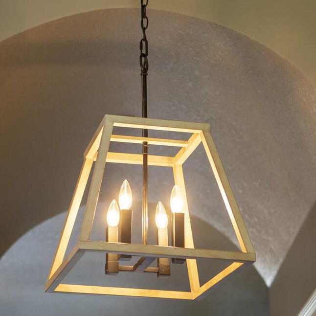 Decor Therapy CH1977 | Lexington 4-Light Black Wood Farmhouse Lantern Hanging Pendant Light