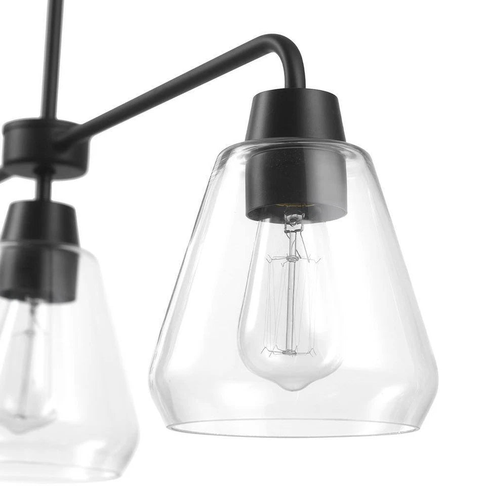 Hampton Bay 6700 0062 | Granby 3-Light Matte Black Linear Chandelier with Glass Shades