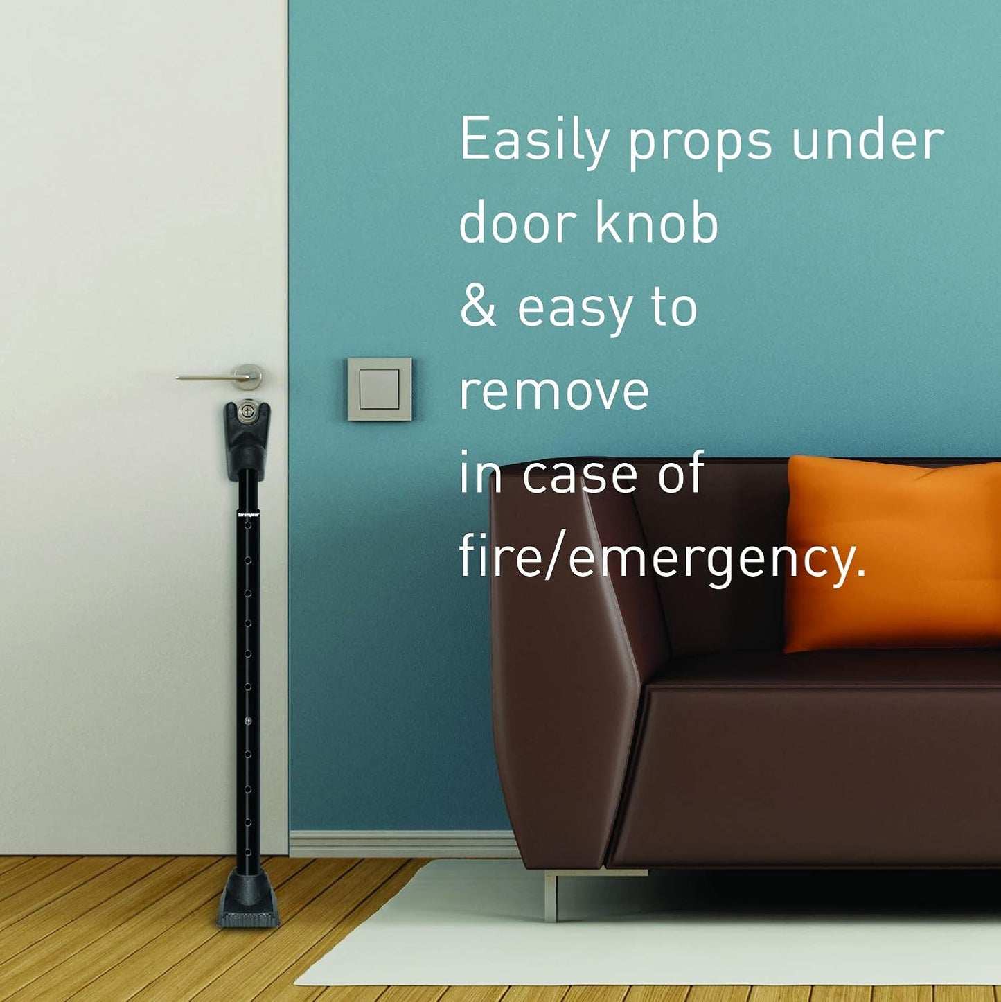 SecurityMan SECURITYBARB | SECURITYMAN 2-in-1 Door Security Bar & Sliding Door Security Bar - Door Jammer Constructed of High Grade Iron - Black Door Stoppers Security Bar