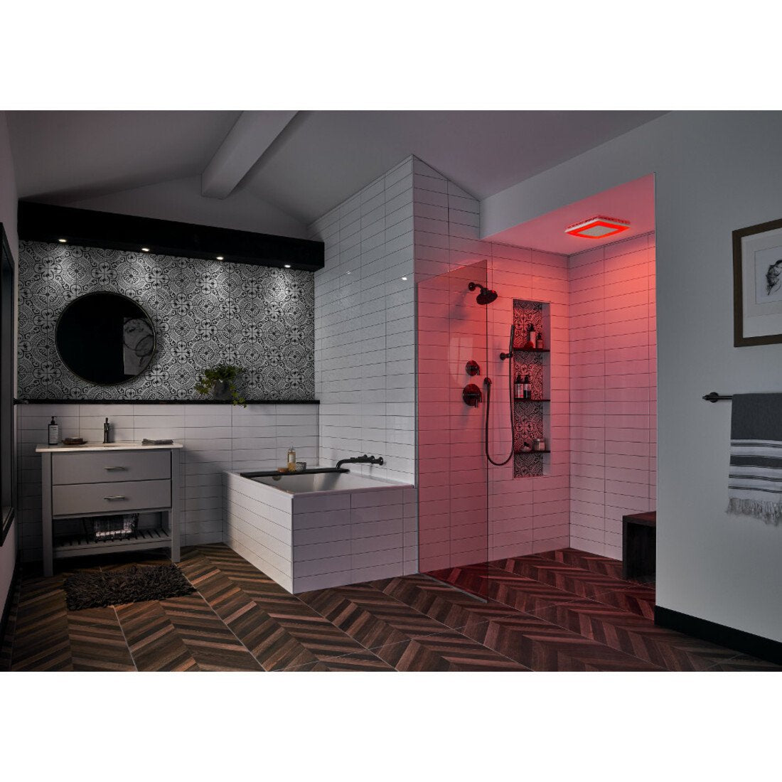 Broan-NuTone AERN110RGBL | ChromaComfort 110 CFM Ceiling Bathroom Exhaust Fan w/ Customizable Multi-Color LEDs and Smart Phone App