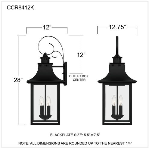 Quoizel CCR8412K | Chancellor 4 Light 28 inch Mystic Black Outdoor Wall Lantern