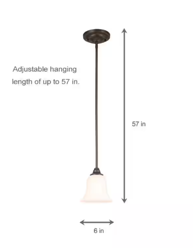 Hampton Bay 1001 409 264 | 1-Light Oil Rubbed Bronze Mini Pendant with Frosted White Glass Shade