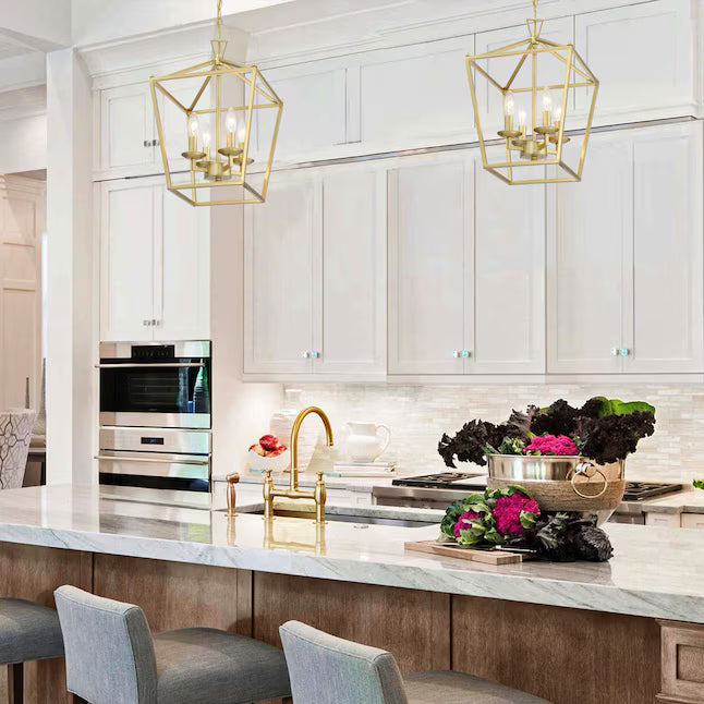 Faymart FAY-US-LT-107-SG | 4-Light Caged Pendant Light with Soft Gold Finish