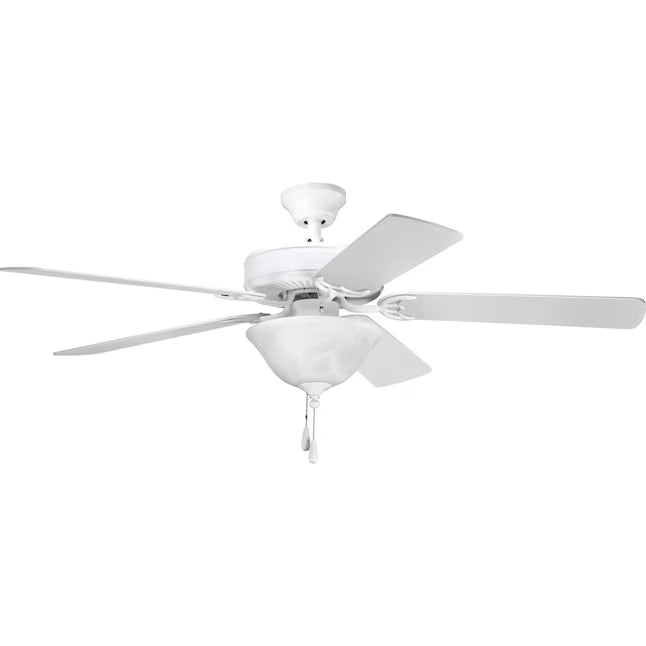 Progress Lighting P2501-30W | AirPro Builder 52-in Downrod or Flush Mount White with White Blades Ceiling Fan Light Kit Compatible ( 5 -Blade )