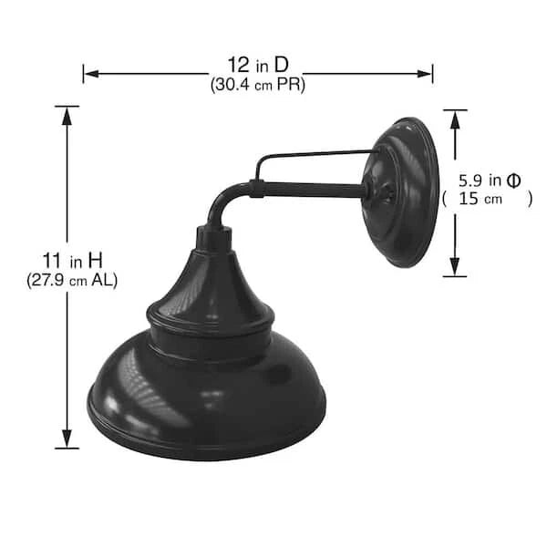 Hampton Bay 1005 027 913 | Wetherby 11 in. Black Barn Outdoor Wall Light Sconce