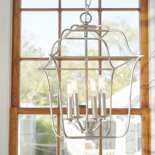 Quoizel GLY5204CS | Gallery 4 Light 14 inch Century Silver Leaf Foyer Piece Ceiling Light