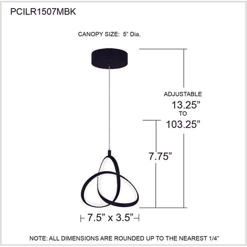 Quoizel PCILR1507MBK | Illoria LED 8 inch Matte Black Mini Pendant Ceiling Light
