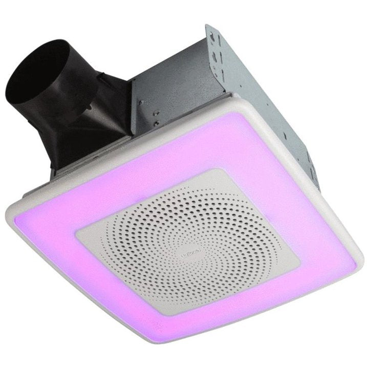 Broan-NuTone AERN110RGBL | ChromaComfort 110 CFM Ceiling Bathroom Exhaust Fan w/ Customizable Multi-Color LEDs and Smart Phone App