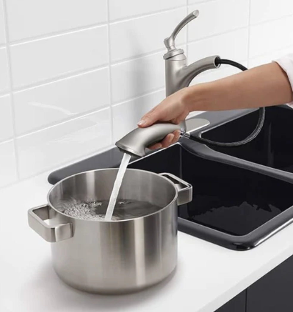 Kohler R16399-SD-VS | Elliston Pull-Out itchen Faucet With Soap/Lotion Dispense in Vibrant Stainless