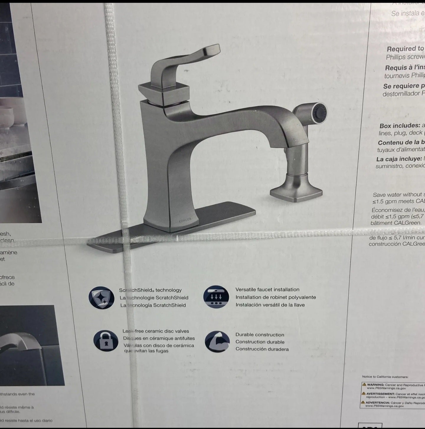 Kohler Kitchen Faucet w/ Sidesprayer Stainless Rubicon - R26581-VS NEW In Box