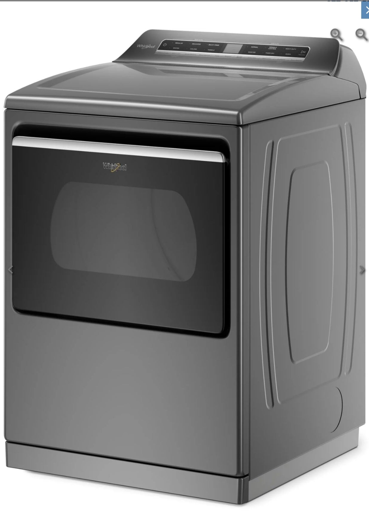 7.4 Cu. ft. Elec Dryer, Steam, Wifi: Chrome Shadow
Whirlpool WED8127LC 55541749