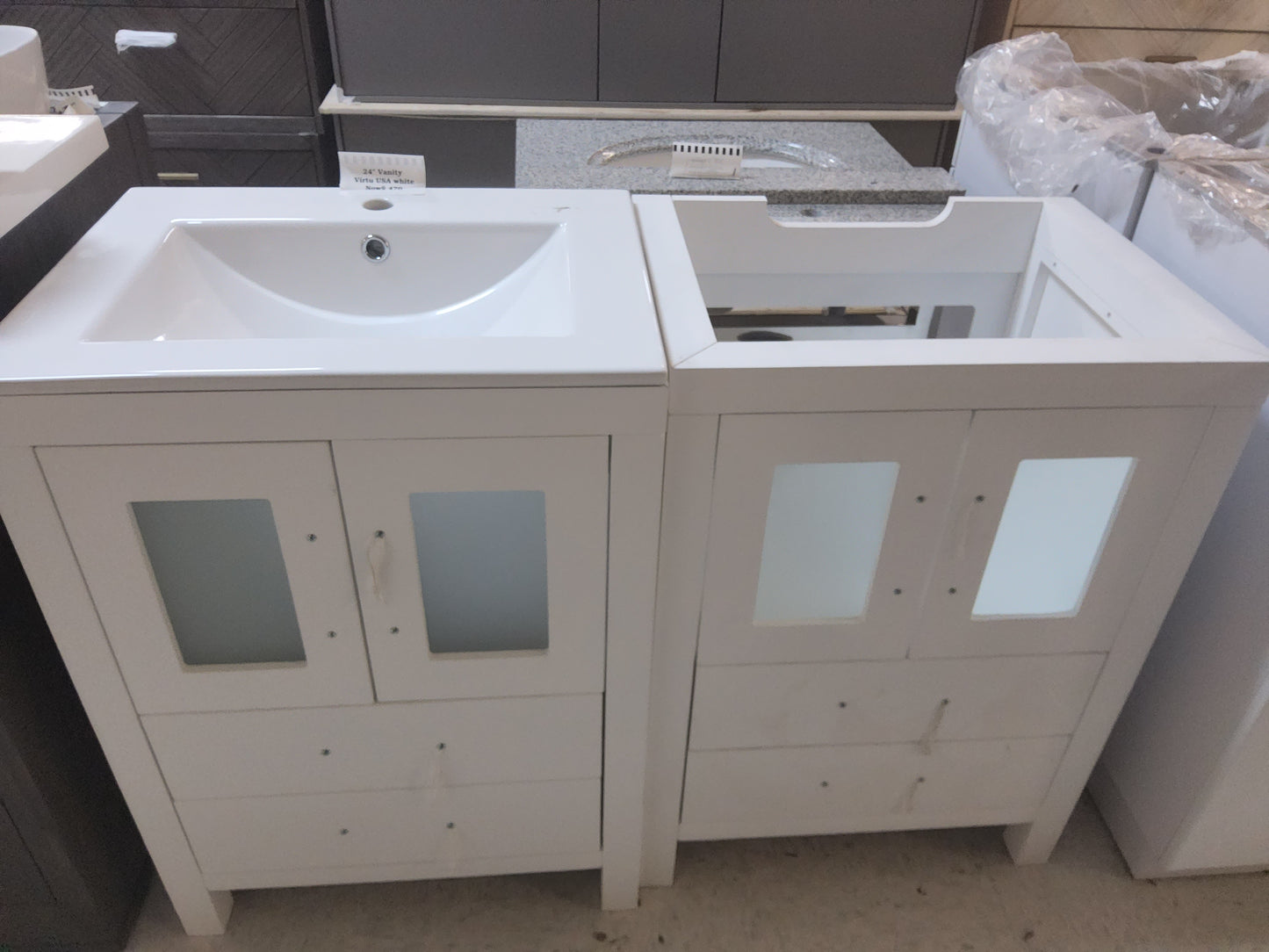 24" Virtu single sink vanity in white TOP INCLUDED: $450
NO TOP: $350
66514420921