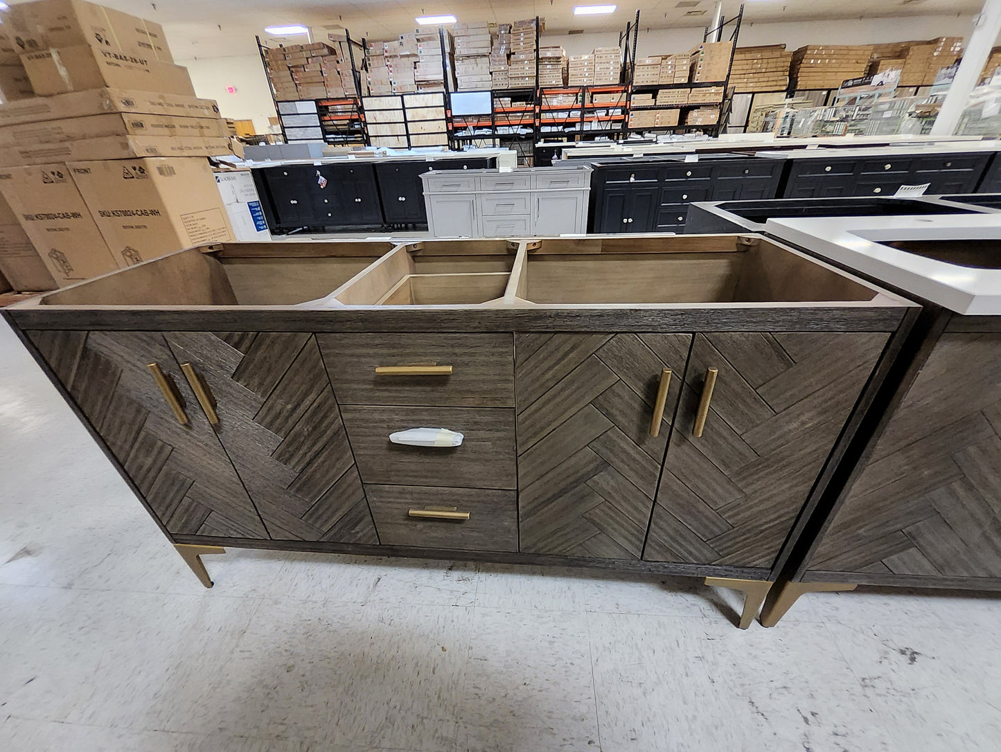 60" KOHLER Vanity in Brown. NO TOP: $900 TOP INCLUDED: $1,200 0987612555