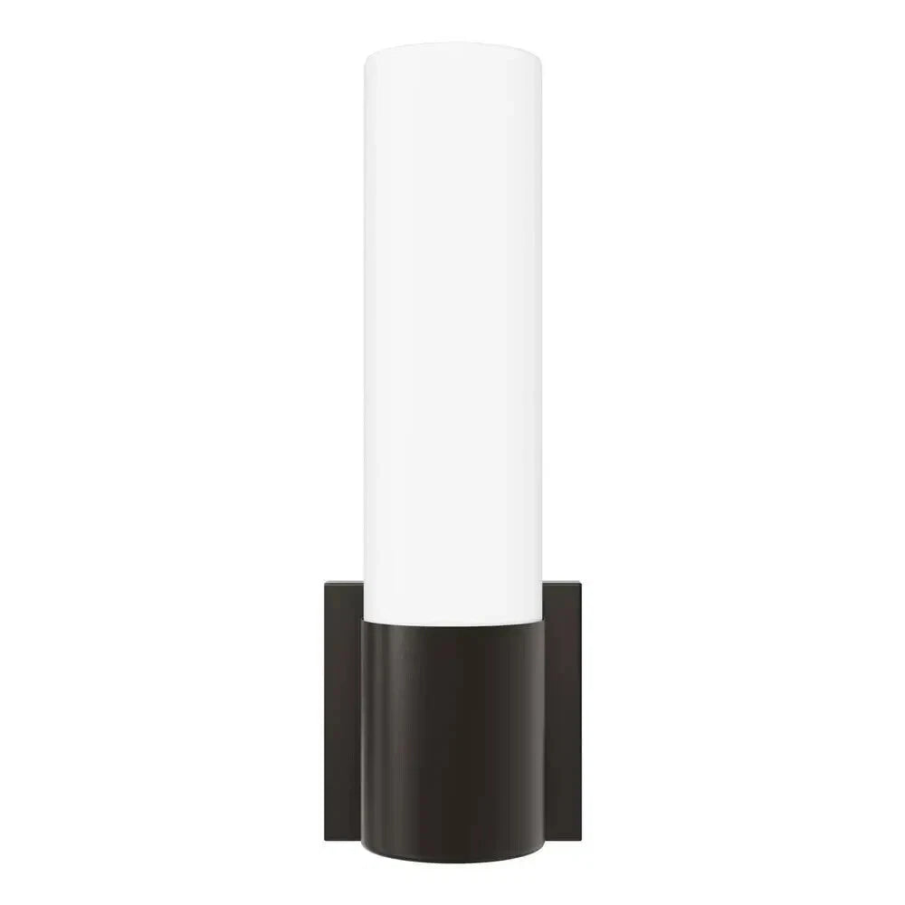 SIGNATURE HARDWARE Leaman Vanity Sconce Single Light Matte Black Opal Shade