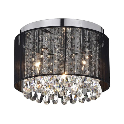 Black Chandelier Small Flush Mount Ceiling Light Fixtures Mini Crystal Chande... T TetsuyaSt