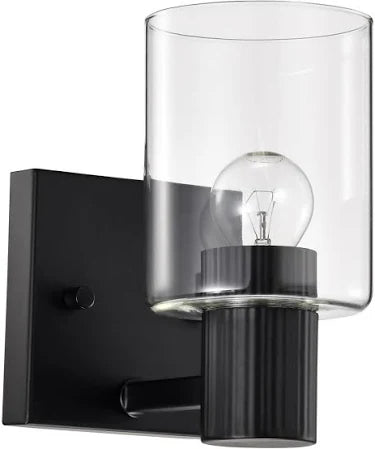 Clarksville 4.5 in. 1-Light Matte Black Transitional Vanity Light with Clear Glass Shade