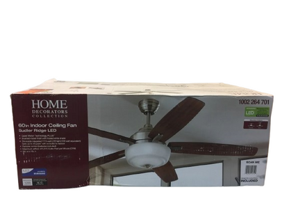 Home Decorators Collection 1002 264 701 | Sudler Ridge 60 in. LED Indoor Brushed Nickel Ceiling Fan