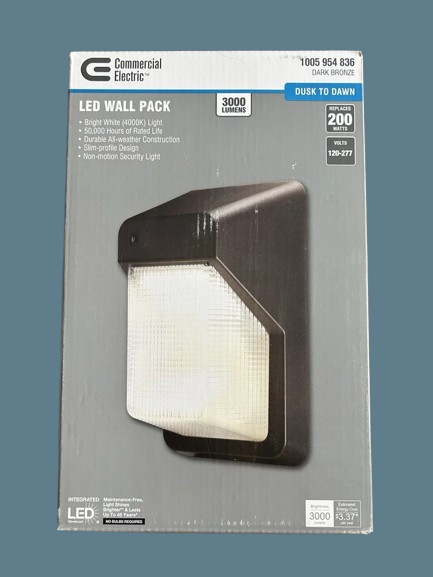 Commercial Electric 1005 954 836 | 150W LED Bronze Outdoor Vertical Wall Pack Over Door Light