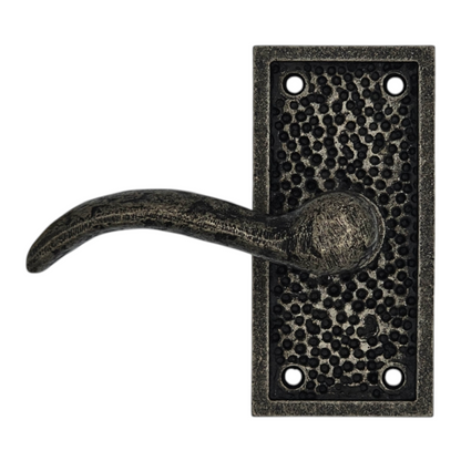 Signature Hardware Hand Hammered Bronze Dummy Interior Door Set – Left Hand – Antique Pewter - 1 PC