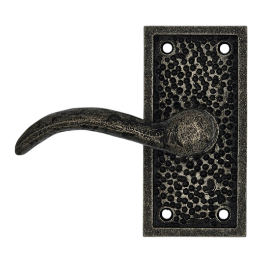 Signature Hardware Hand Hammered Bronze Dummy Interior Door Set – Left Hand – Antique Pewter - 1 PC