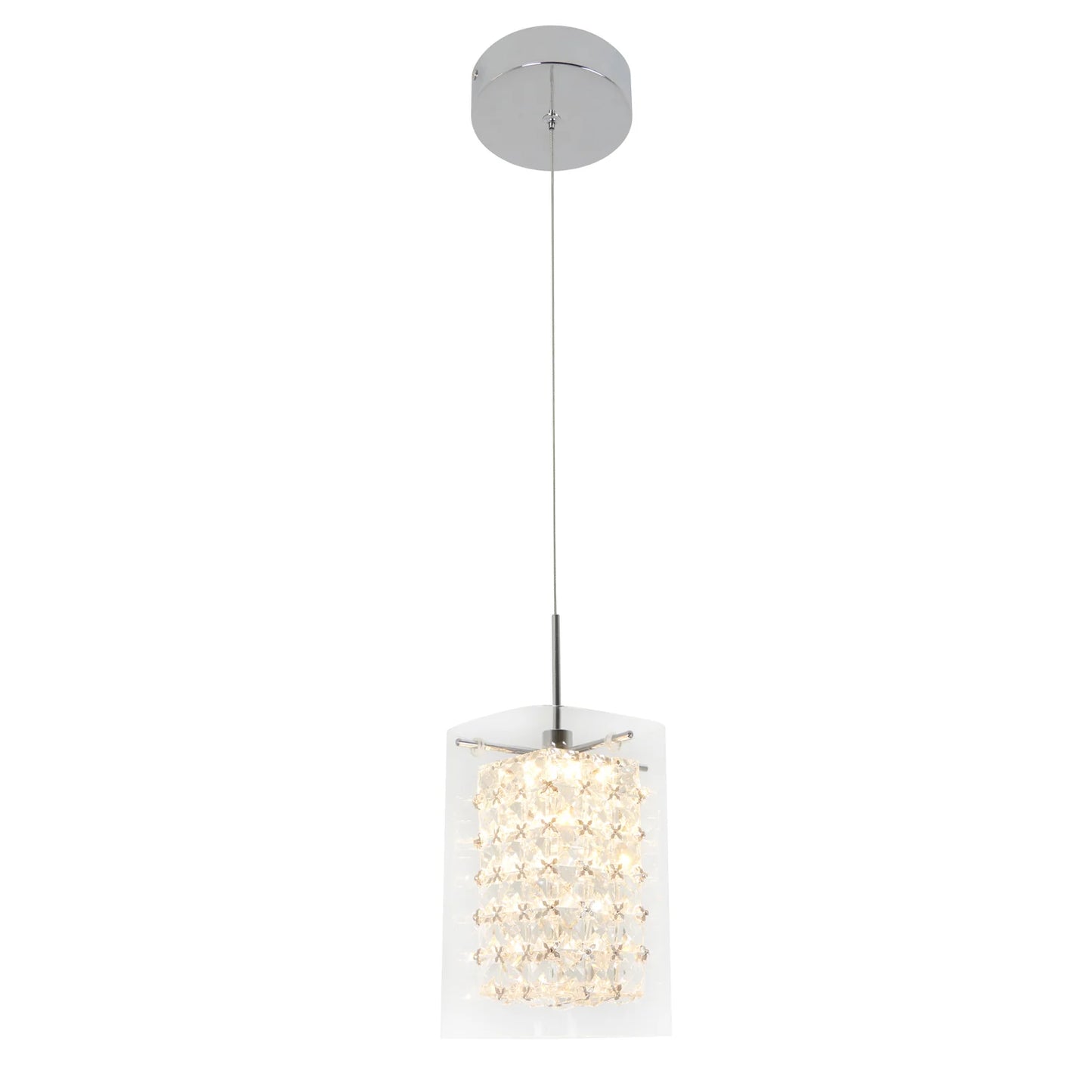 Artika PDT-1CC | Crystal Cube 1-Light LED Pendant Light in Chrome Finish