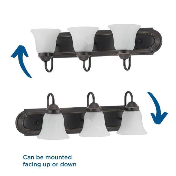 Progress Lighting 1001 106 837 | Solvang 24 in. 3-Light Antique Bronze Traditional Bathroom Vanity Light with Alabaster Glass