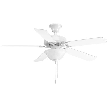 Progress Lighting P2501-30W | AirPro Builder 52-in Downrod or Flush Mount White with White Blades Ceiling Fan Light Kit Compatible ( 5 -Blade )