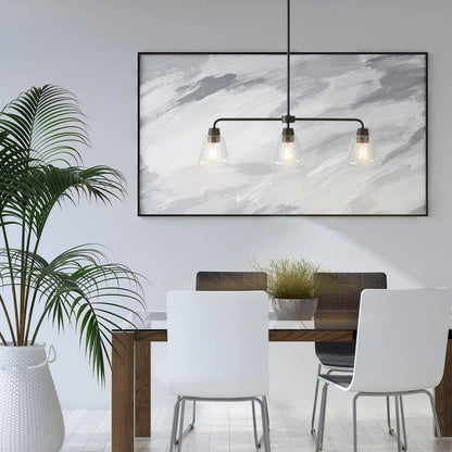 Hampton Bay 6700 0062 | Granby 3-Light Matte Black Linear Chandelier with Glass Shades
