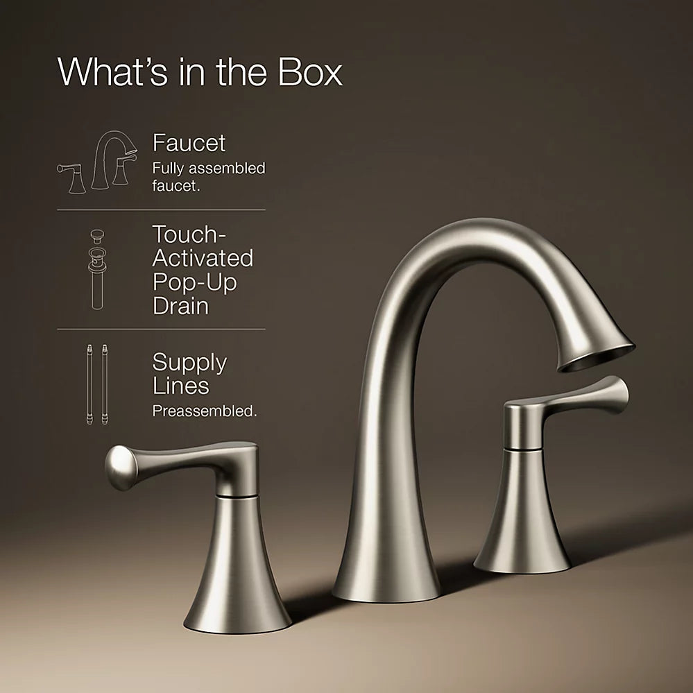 Kohler R78047-4D-BN | Lilyfield Widespread Bathroom Sink Faucet, 1.2 gpm in Vibrant Brushed Nickel