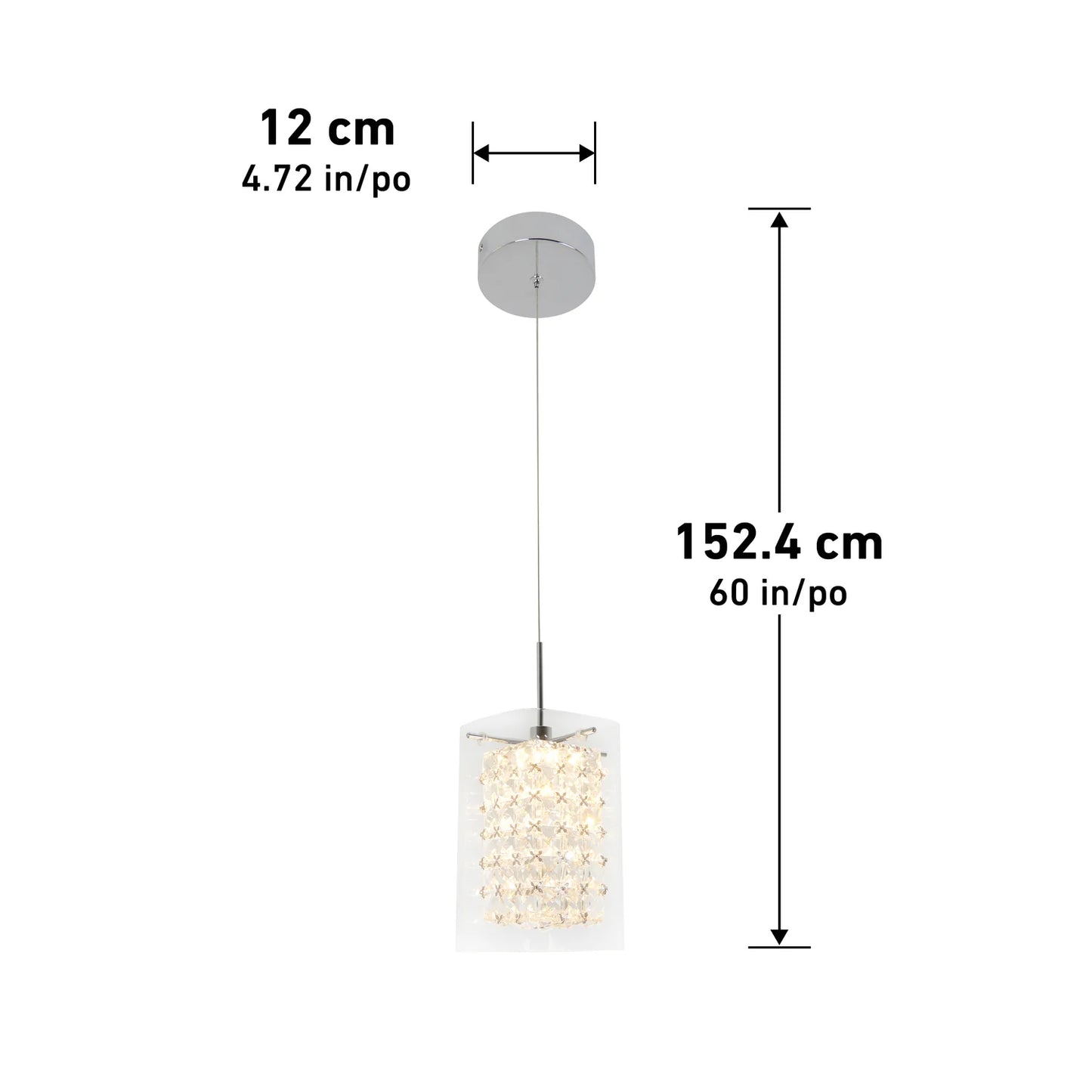 Artika PDT-1CC | Crystal Cube 1-Light LED Pendant Light in Chrome Finish