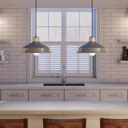 Hampton Bay 286 522 | 1-Light Brushed Nickel Rustic Steel Hanging Barn Light Warehouse Pendant