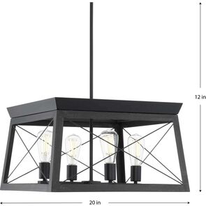 Progress Lighting P400047-031 |  Briarwood 4 Light 20" Wide Chandelier in Black